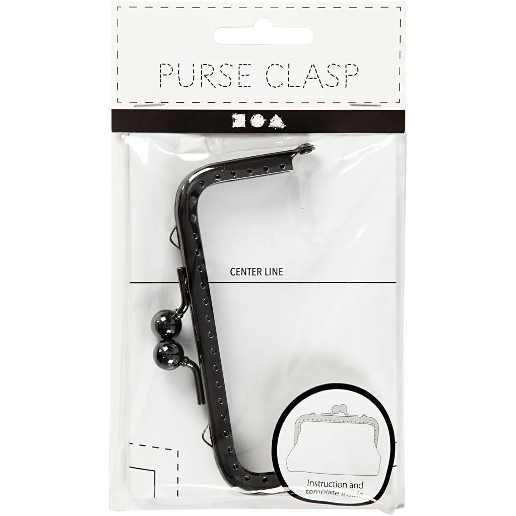 Dark Grey Metallic Square Purse Clasp Kit With Sewing Holes Crafts Accessories