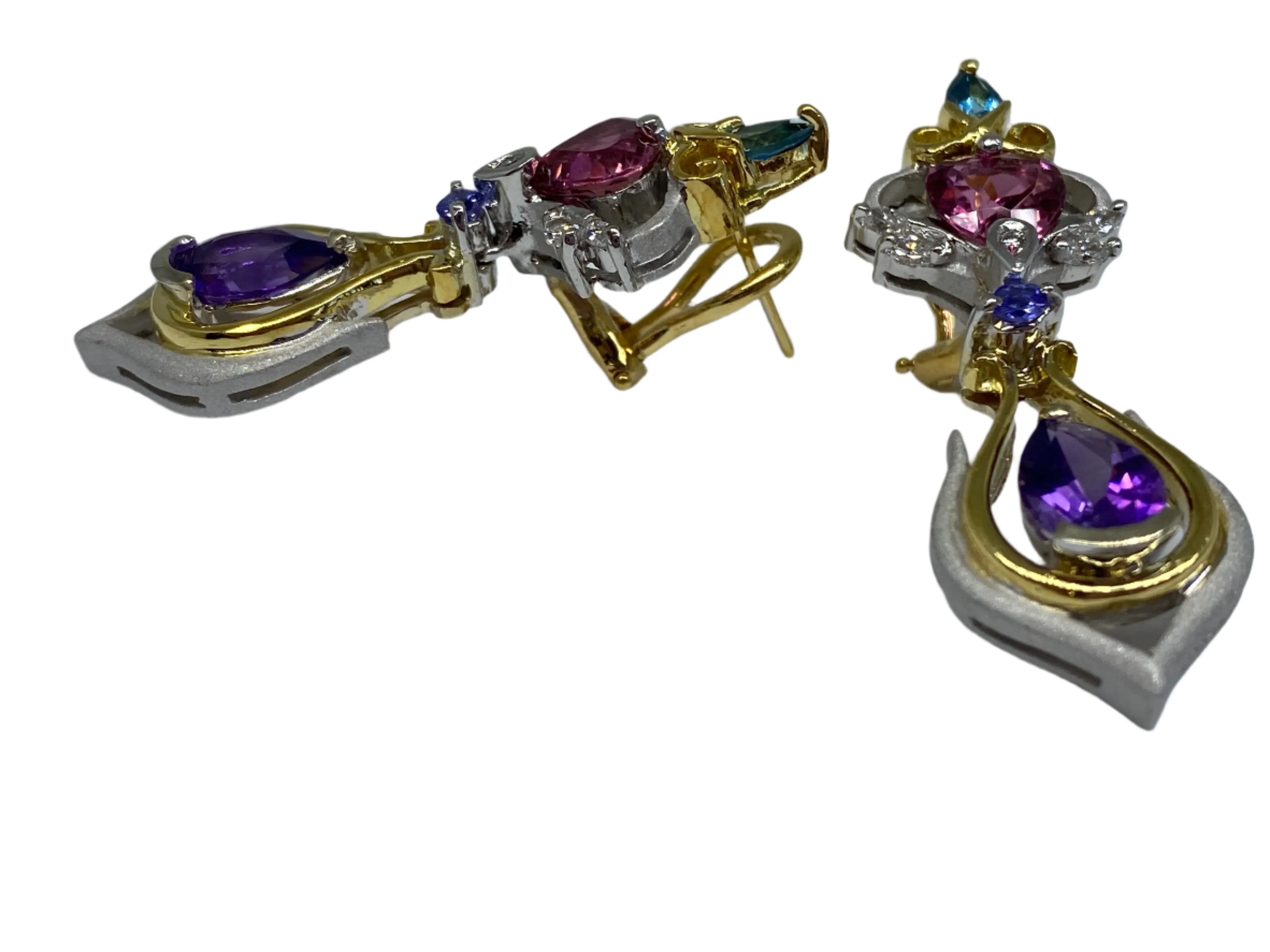 Denny Wong Designer Colored Gemstone & Diamond Earrings