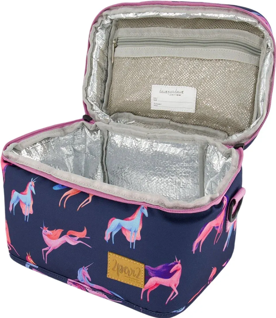 deux par deux Printed Lunch Box - Navy Blue Unicorn