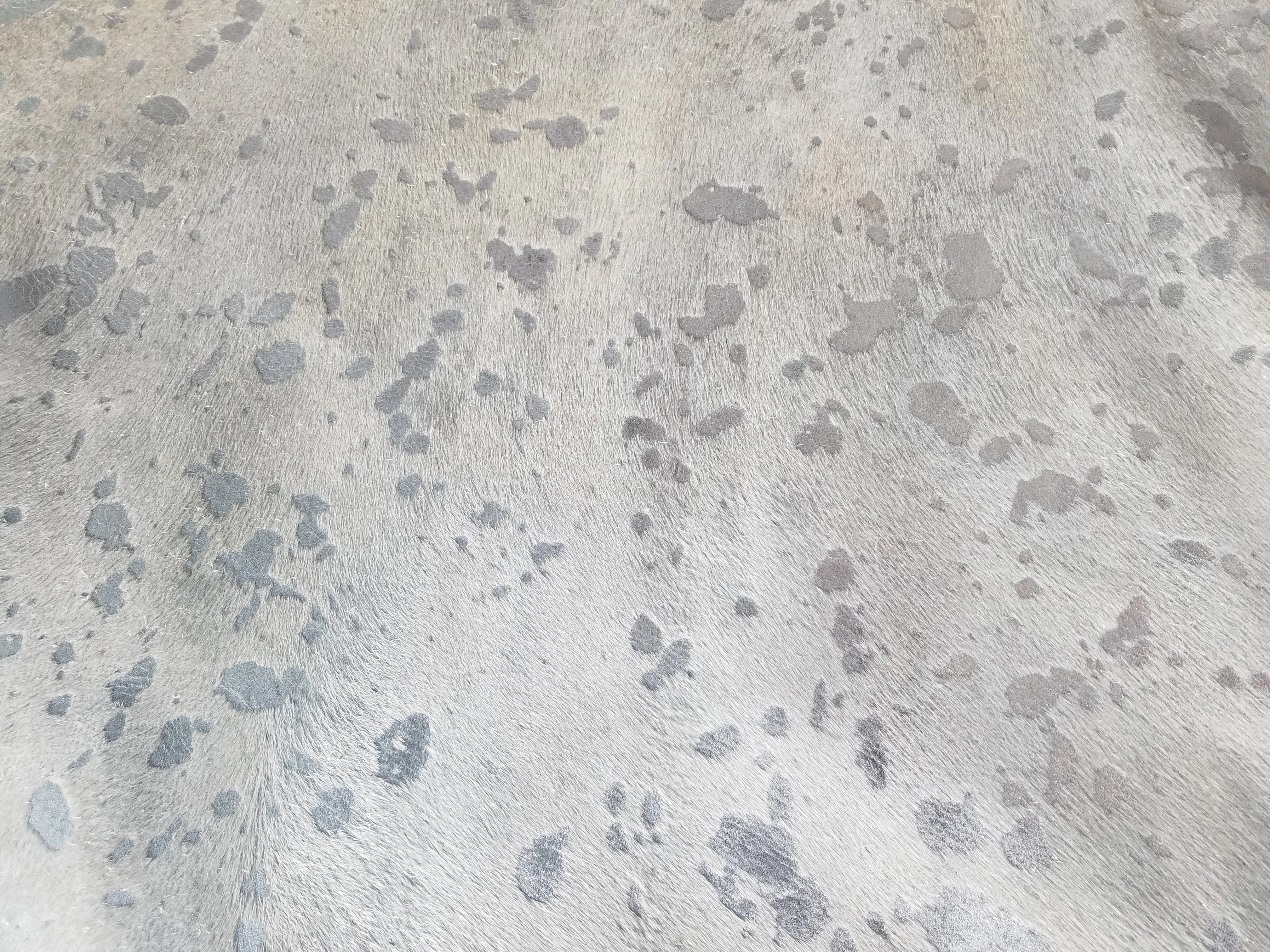 Devore Metallic Silver on White Cowhide Rug