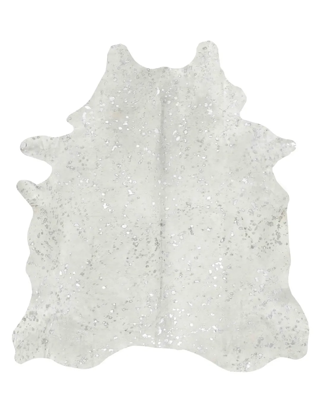 Devore Metallic Silver on White Cowhide Rug