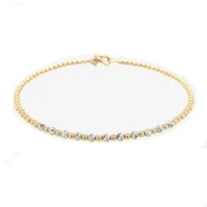 Diamond Cut Bead Design Bracelet  - 14kt Two-Tone Gold
