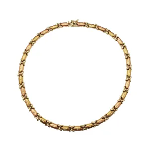 Diamond-Cut "X" & Bar Fancy Necklace (14K)