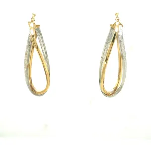 Double Row Oval Hoop Earrings - 14kt Two-Tone Gold