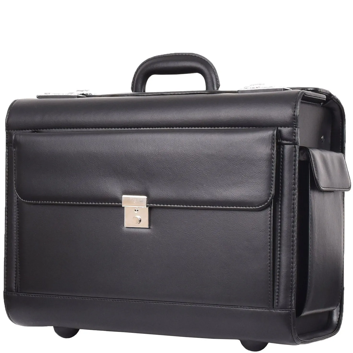 DR688 Leather Cabin Size Travel Flight Carry Bag Black