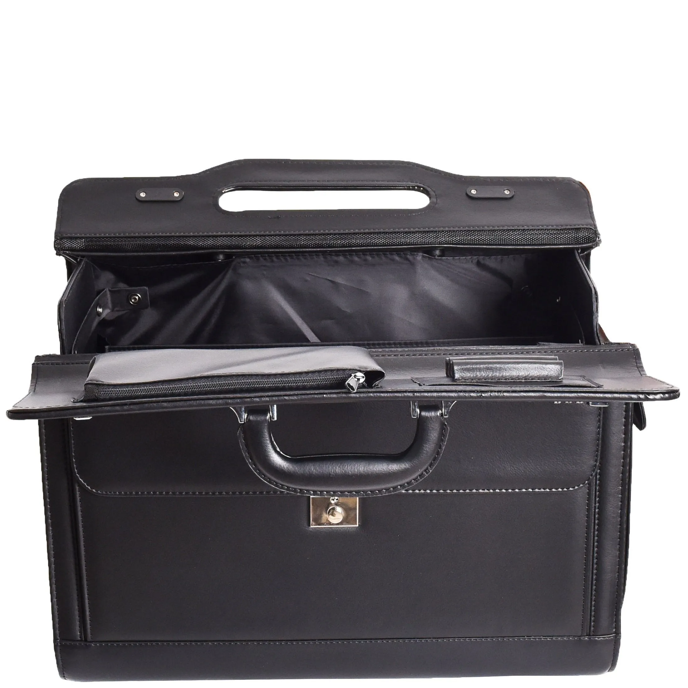 DR688 Leather Cabin Size Travel Flight Carry Bag Black