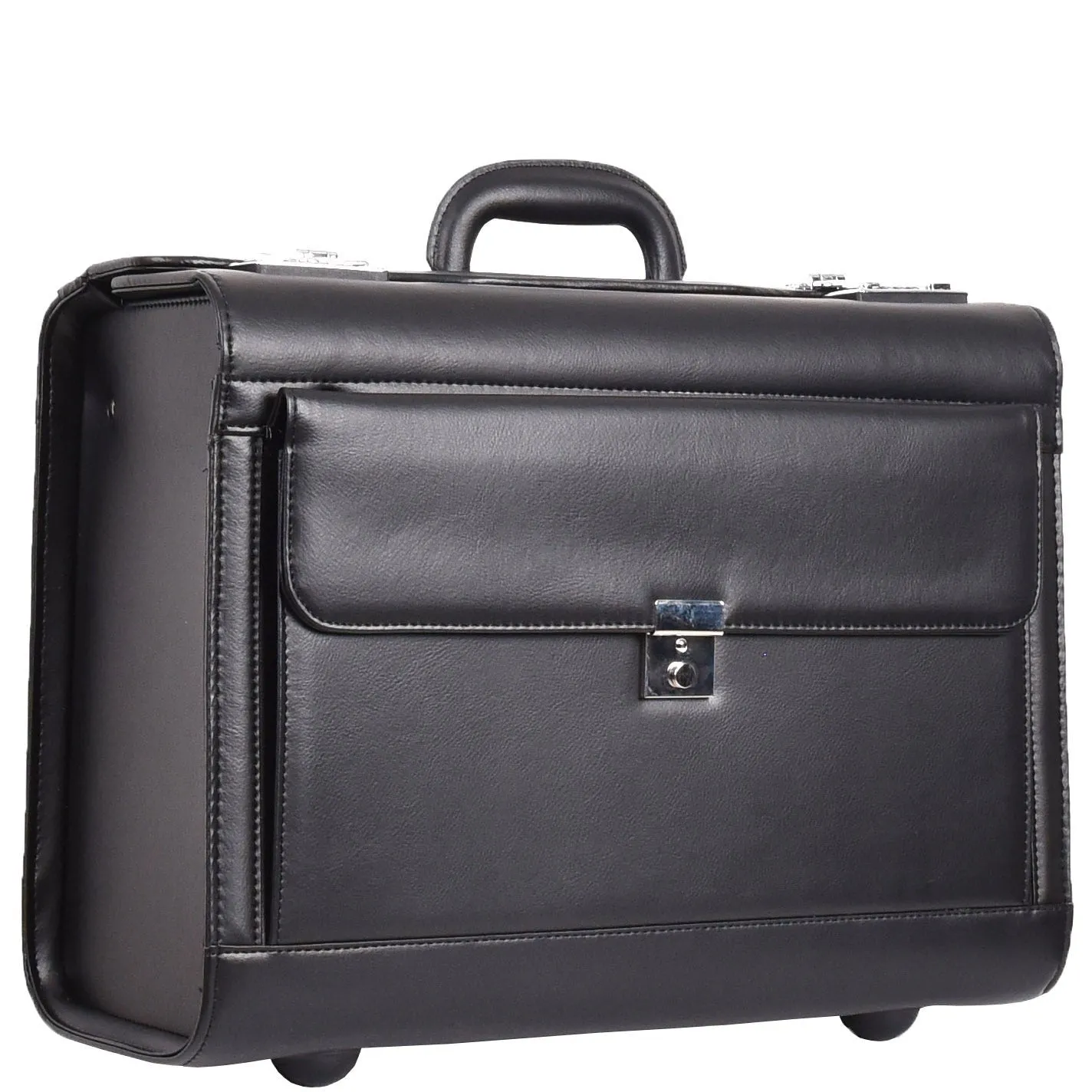 DR688 Leather Cabin Size Travel Flight Carry Bag Black