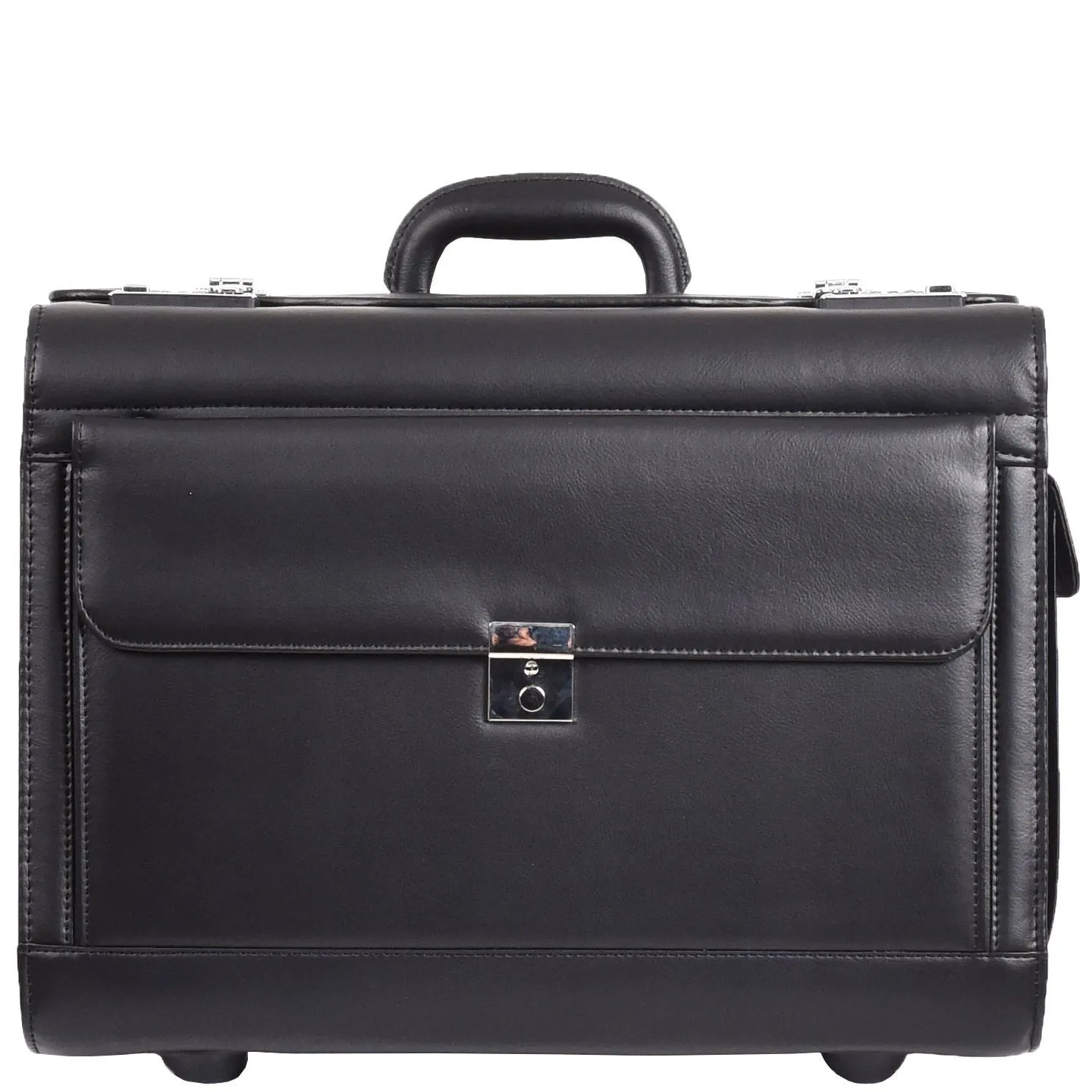 DR688 Leather Cabin Size Travel Flight Carry Bag Black