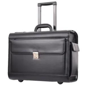 DR688 Leather Cabin Size Travel Flight Carry Bag Black