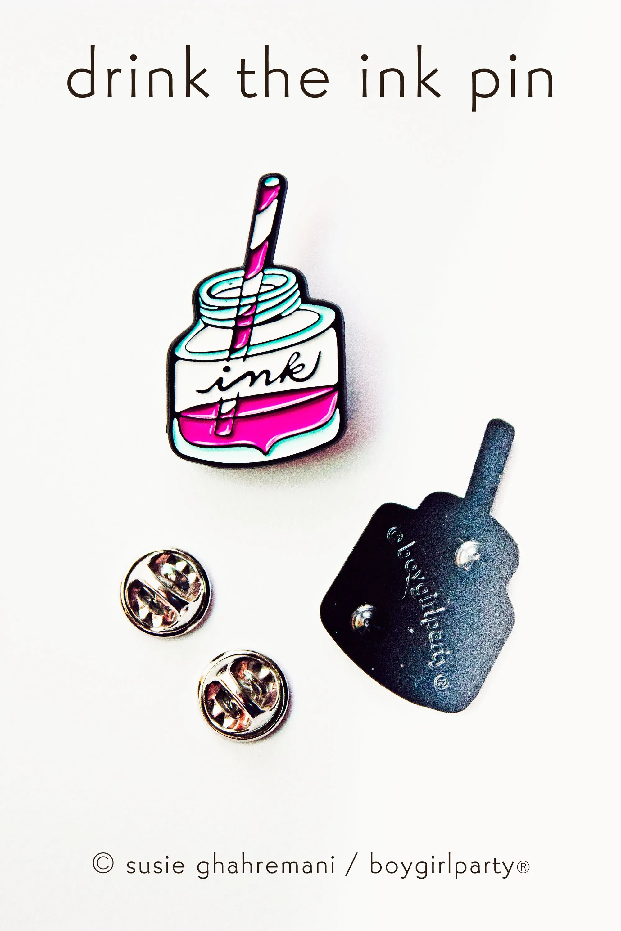 Drink the Ink Enamel Pin by boygirlparty — fountain pen ink pin