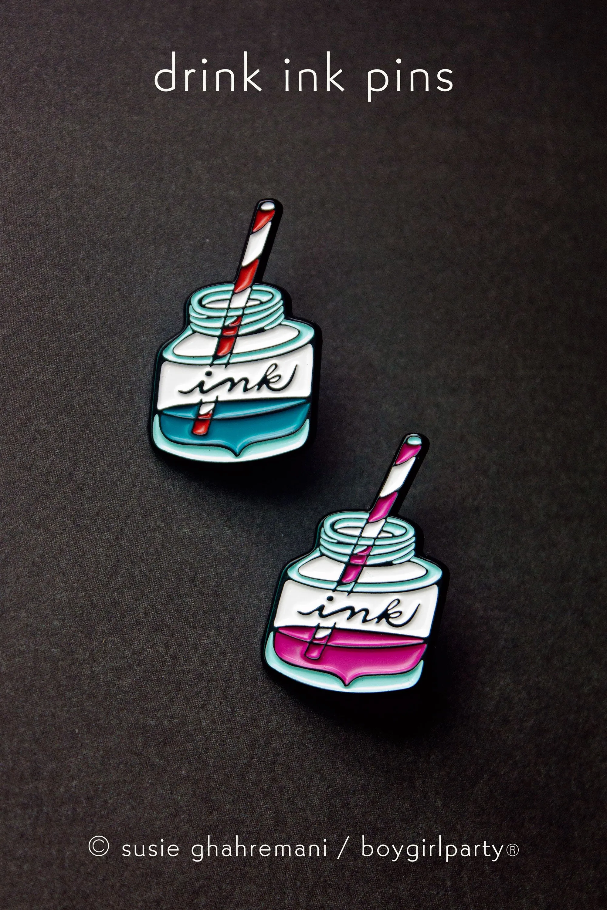 Drink the Ink Enamel Pin by boygirlparty — fountain pen ink pin