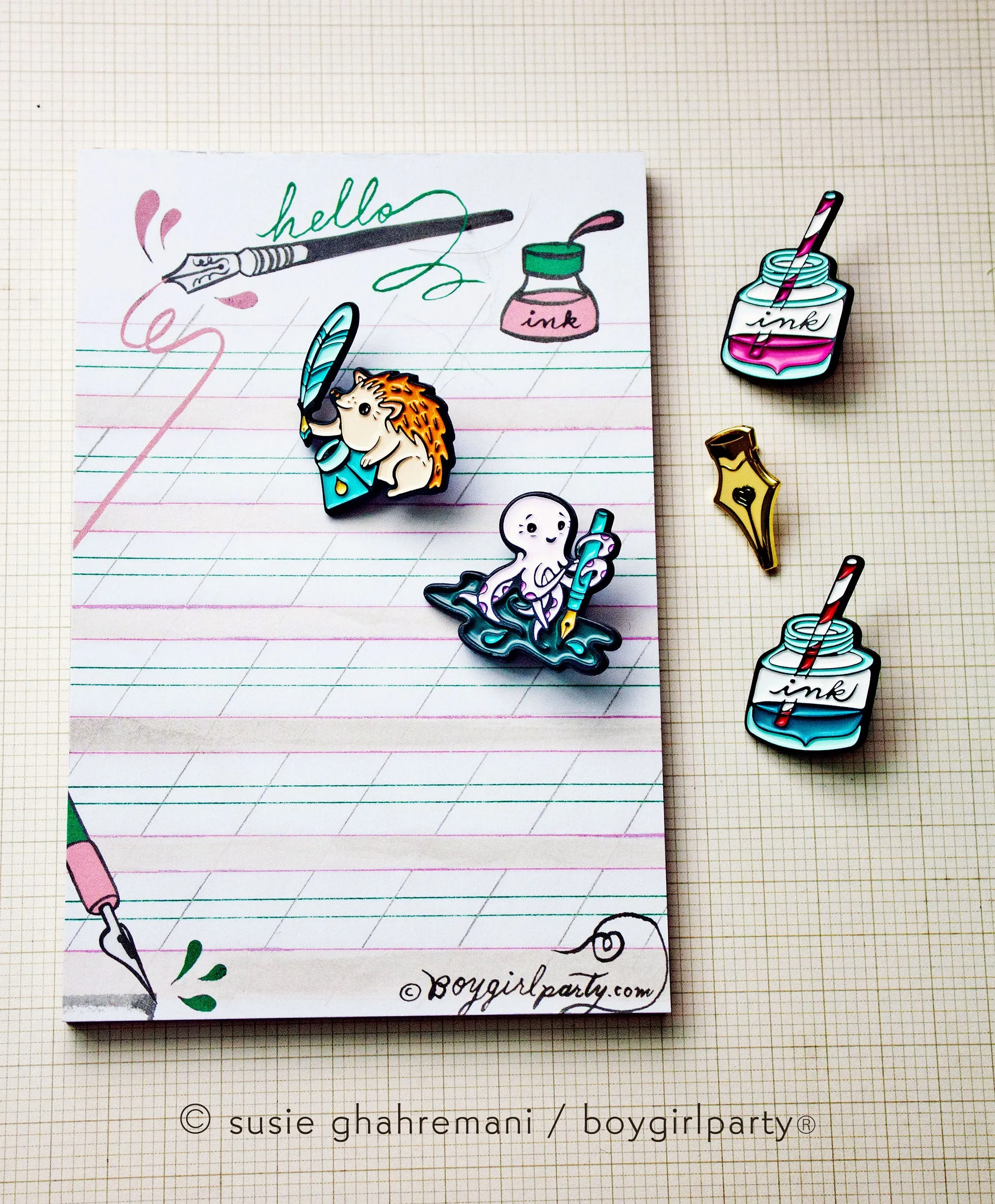 Drink the Ink Enamel Pin by boygirlparty — fountain pen ink pin