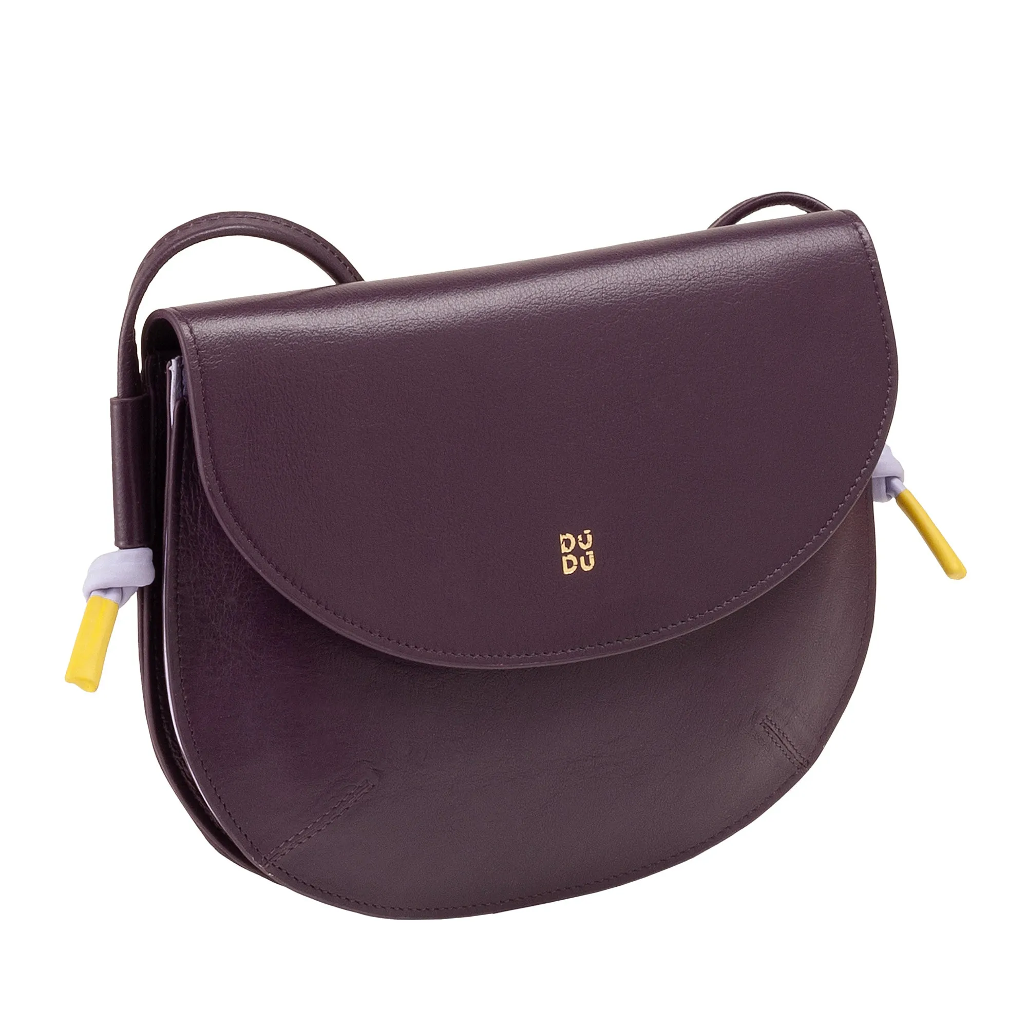DUDU Women's shoulder bag with real leather flap, small shoulder bag with magnetic button skate, bag