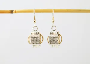 Earrings Two-Tone Dangle with CZ Large