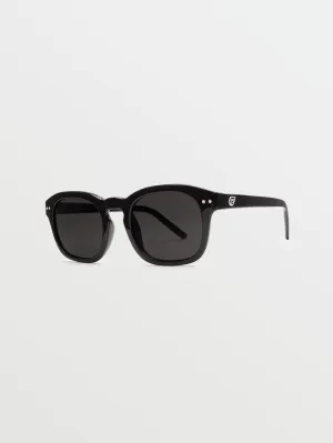 Earth Tripper Gloss Black Sunglasses (Gray Lens) - BLACK
