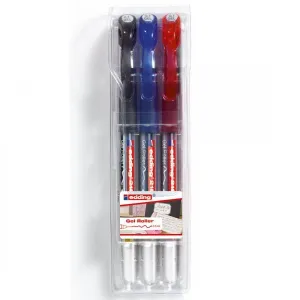 edding 2185 - Set of 3 Gel Ink Pens - Black, Blue & Red