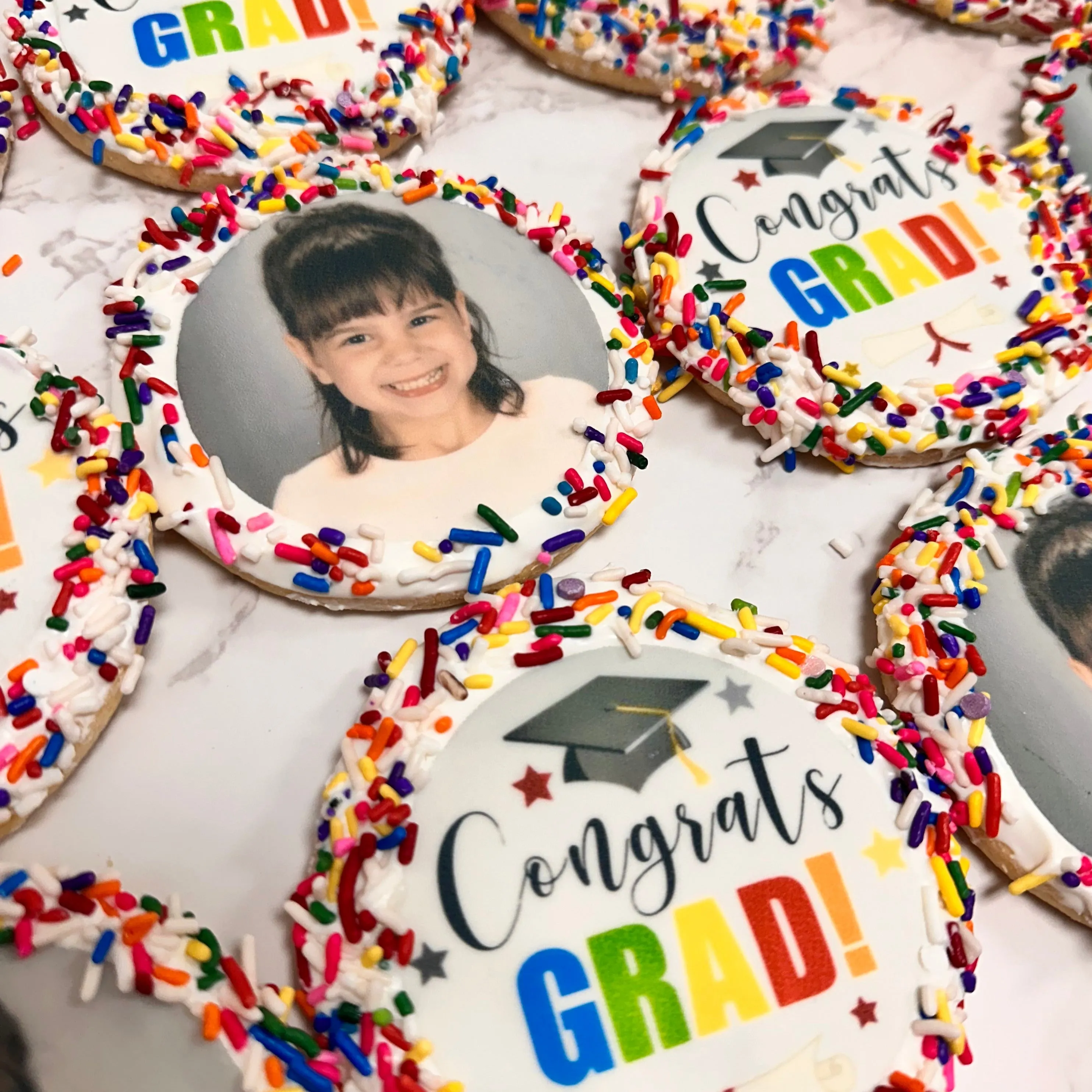 Edible Image Cookies with Sprinkle Border