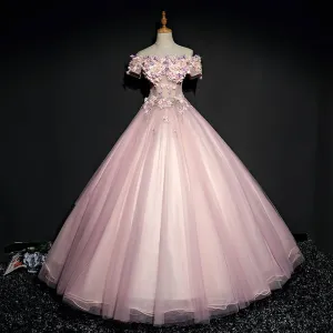 Elegant Pink Off-Shoulder Quinceañera and Evening Party Dress