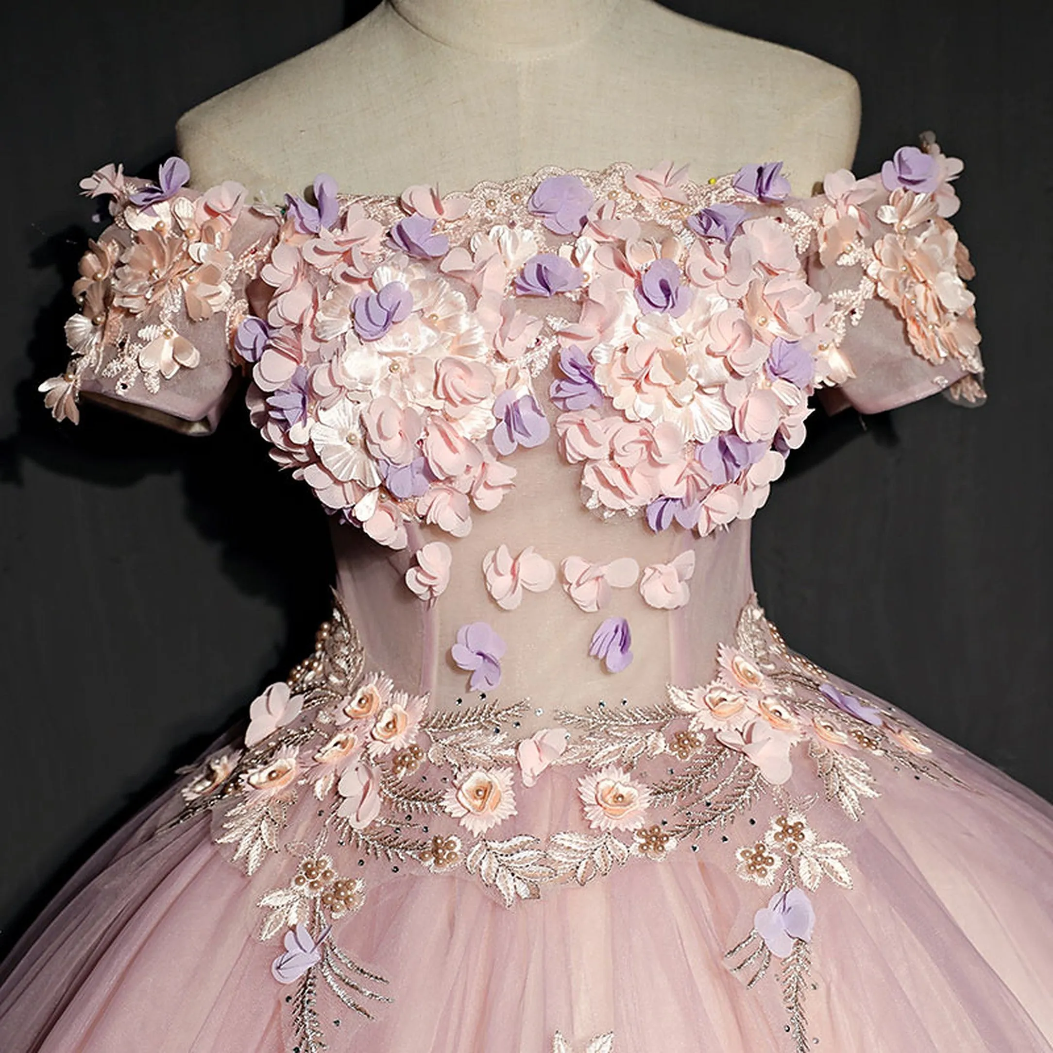Elegant Pink Off-Shoulder Quinceañera and Evening Party Dress