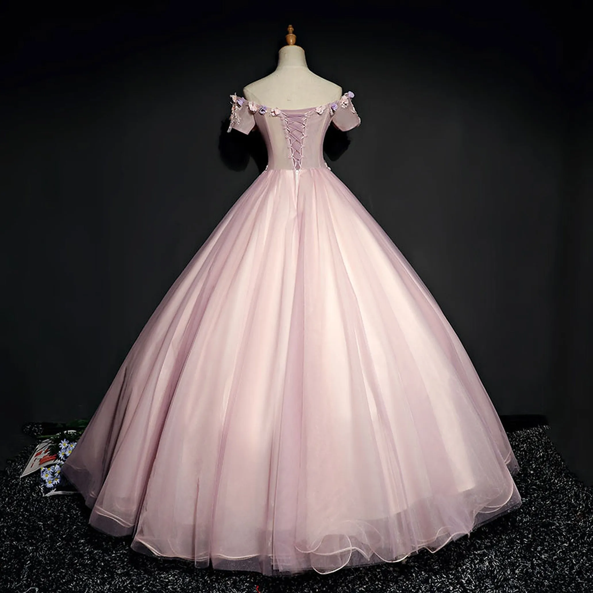 Elegant Pink Off-Shoulder Quinceañera and Evening Party Dress