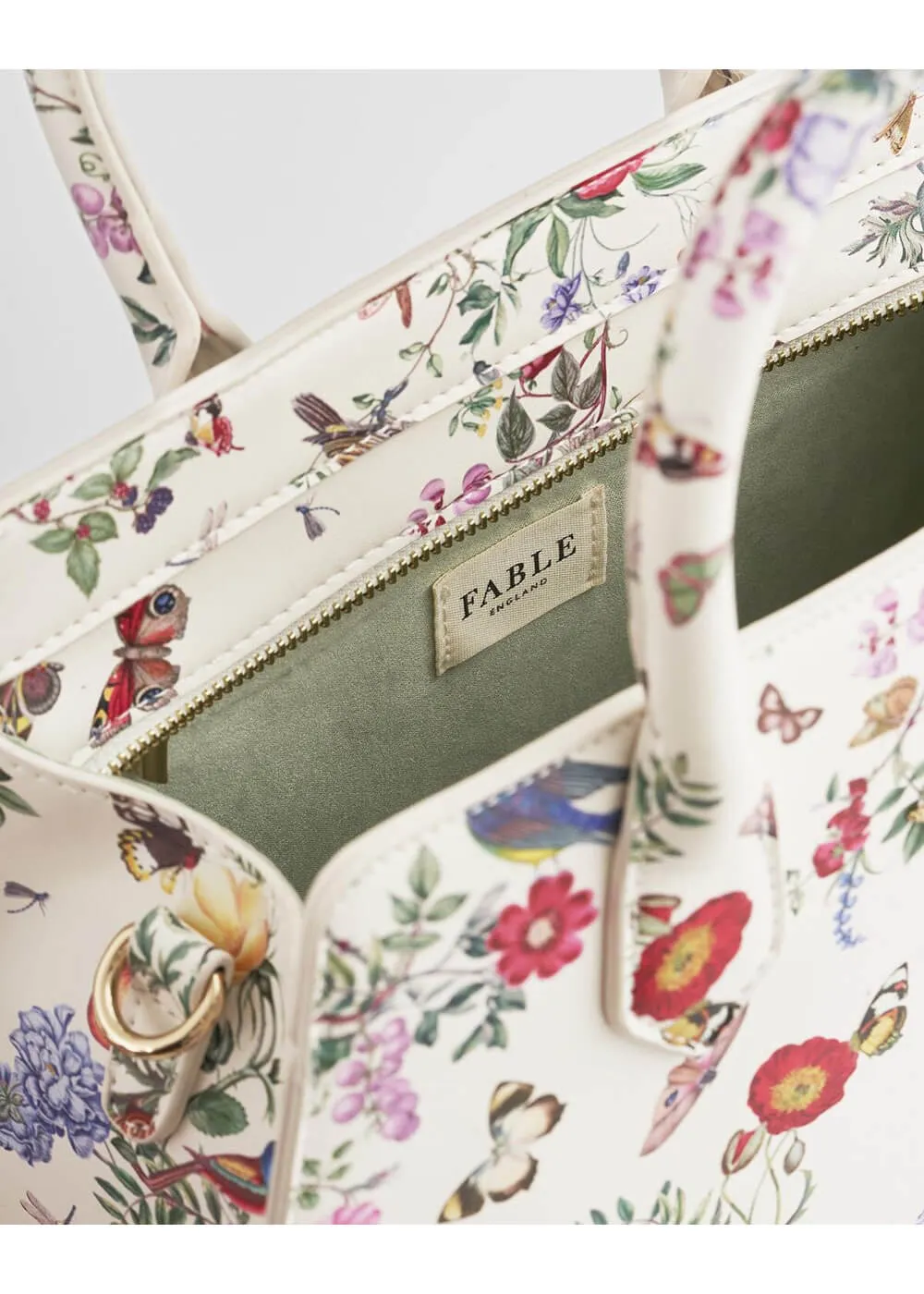 Fable England Alice Garden Butterfly Tote Bag Ivory