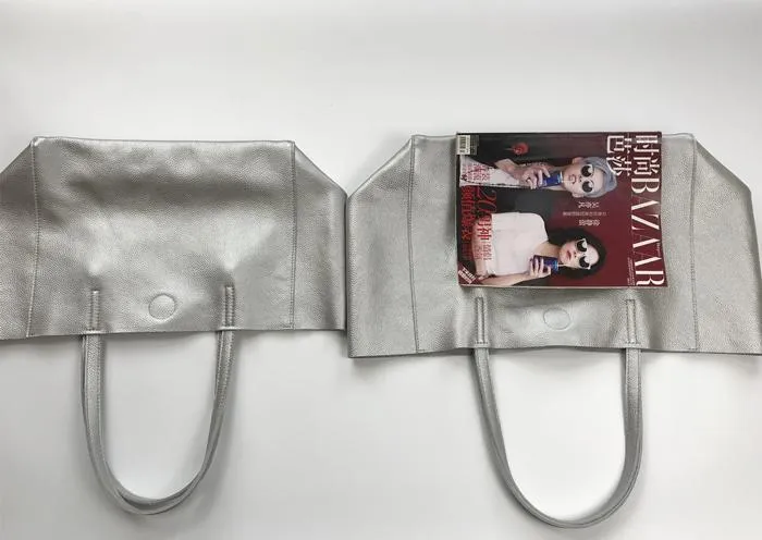 Fashion Womens Silver Leather Oversize Tote Bag Black Shoulder Tote Bag Handbag Tote For Women