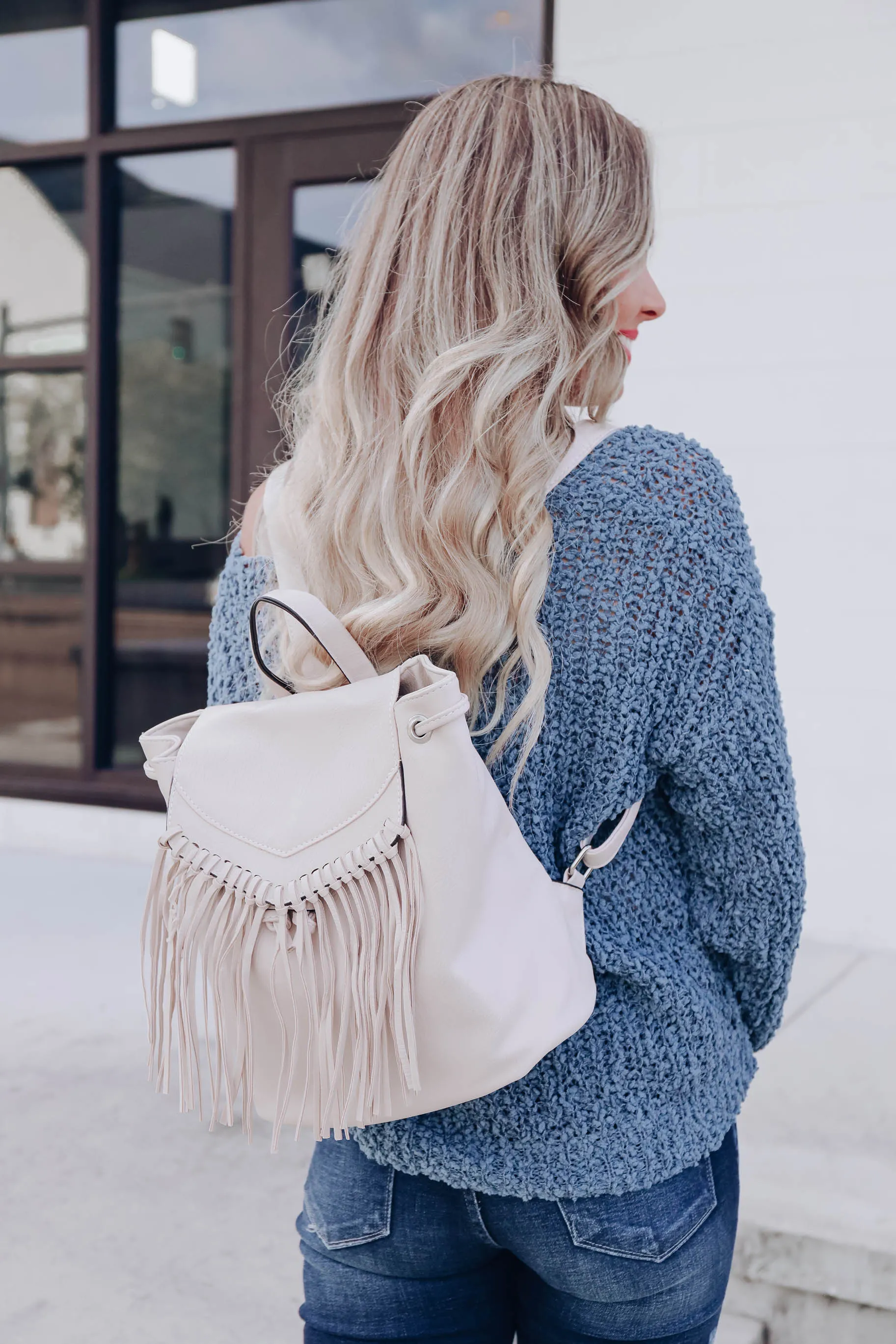 Felise Faux Leather Fringe Backpack