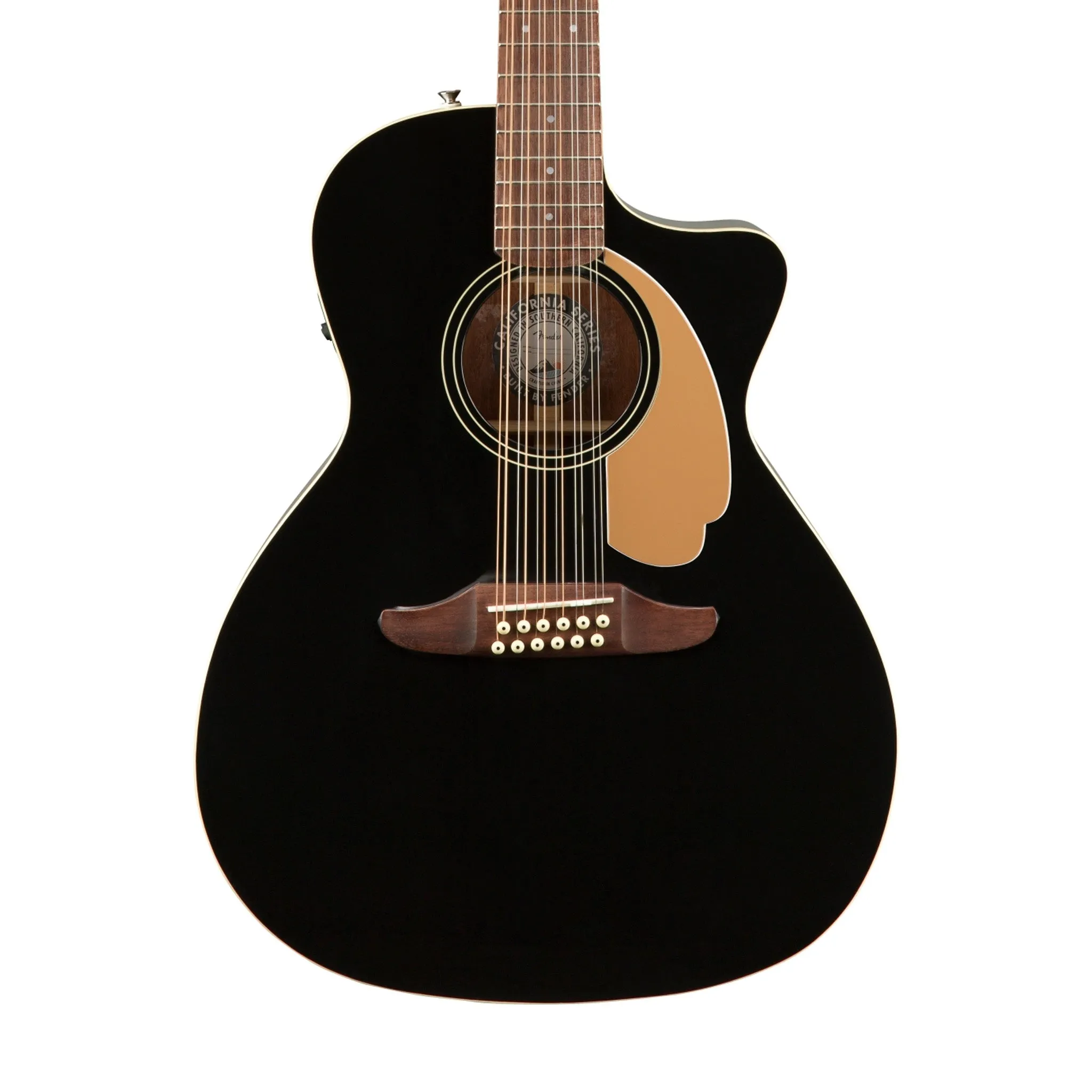 Fender California Series Villager 12-String V3 Semi-Acoustic Guitar w/ Gig Bag, Walnut FB, Black