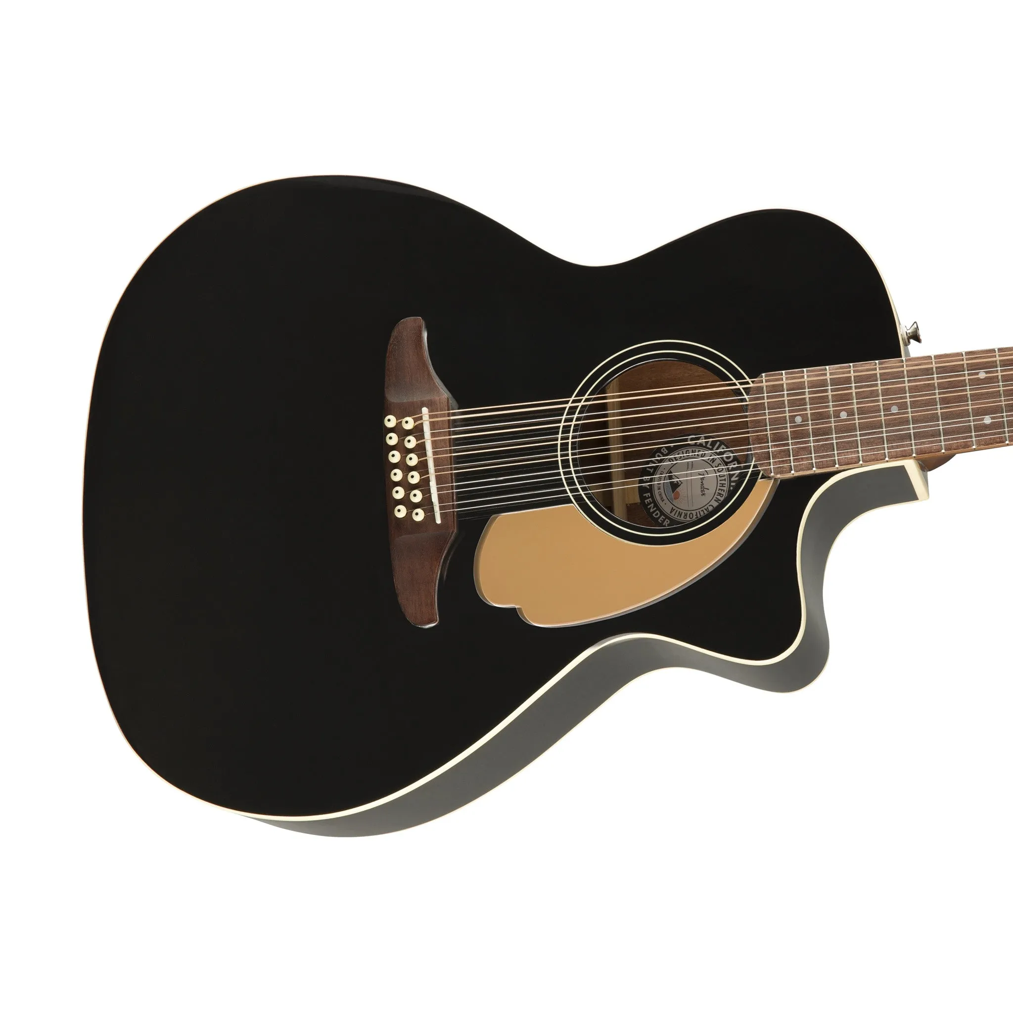 Fender California Series Villager 12-String V3 Semi-Acoustic Guitar w/ Gig Bag, Walnut FB, Black