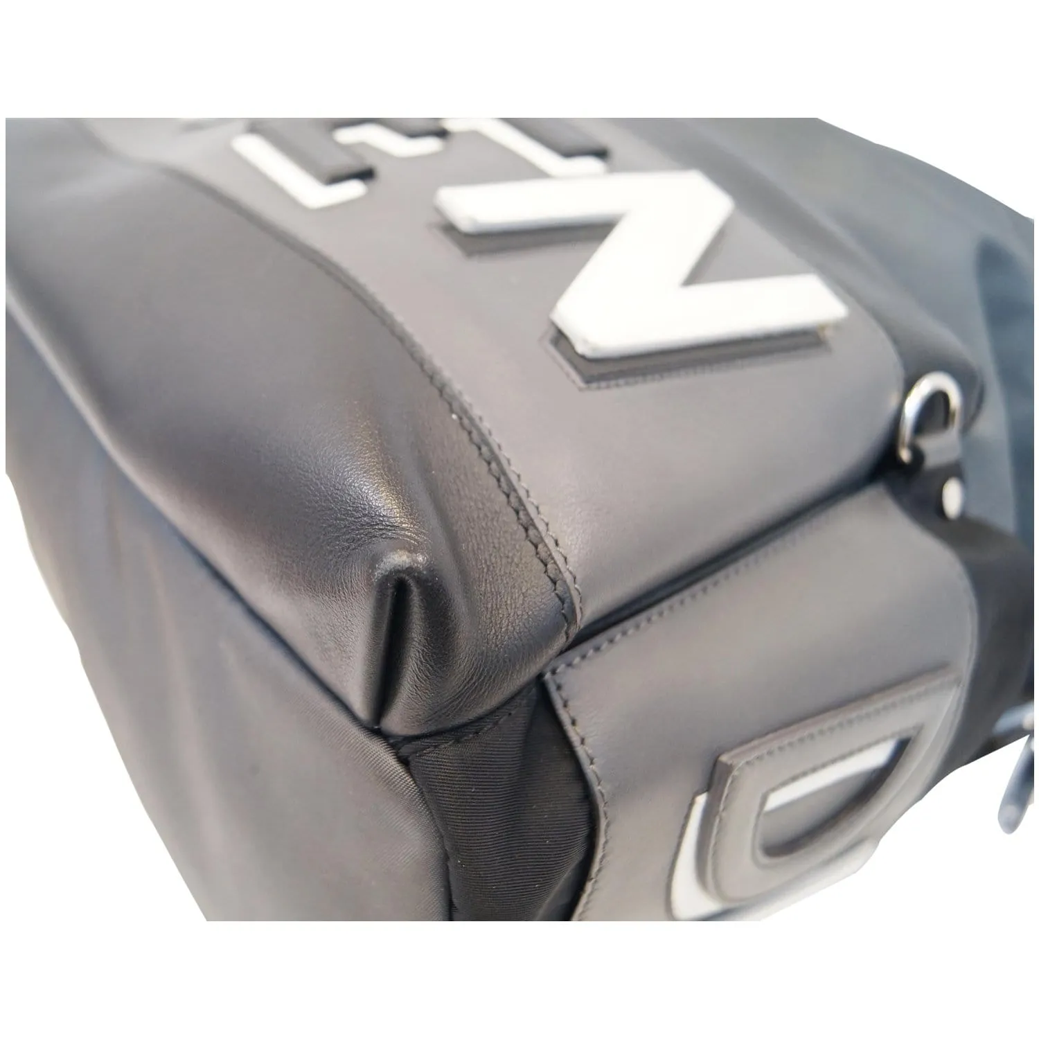 FENDI Shadow Logo Nylon Fabric Backpack Bag Grey/Black