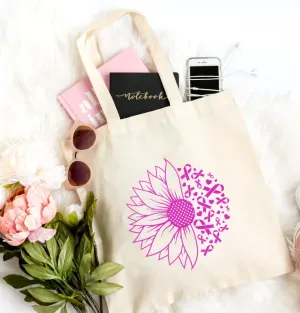 Floral Breast Cancer Awareness Tote