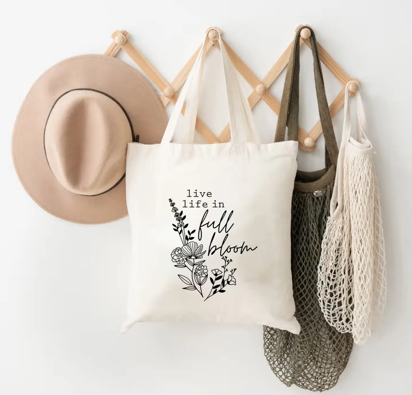 Floral Breast Cancer Awareness Tote