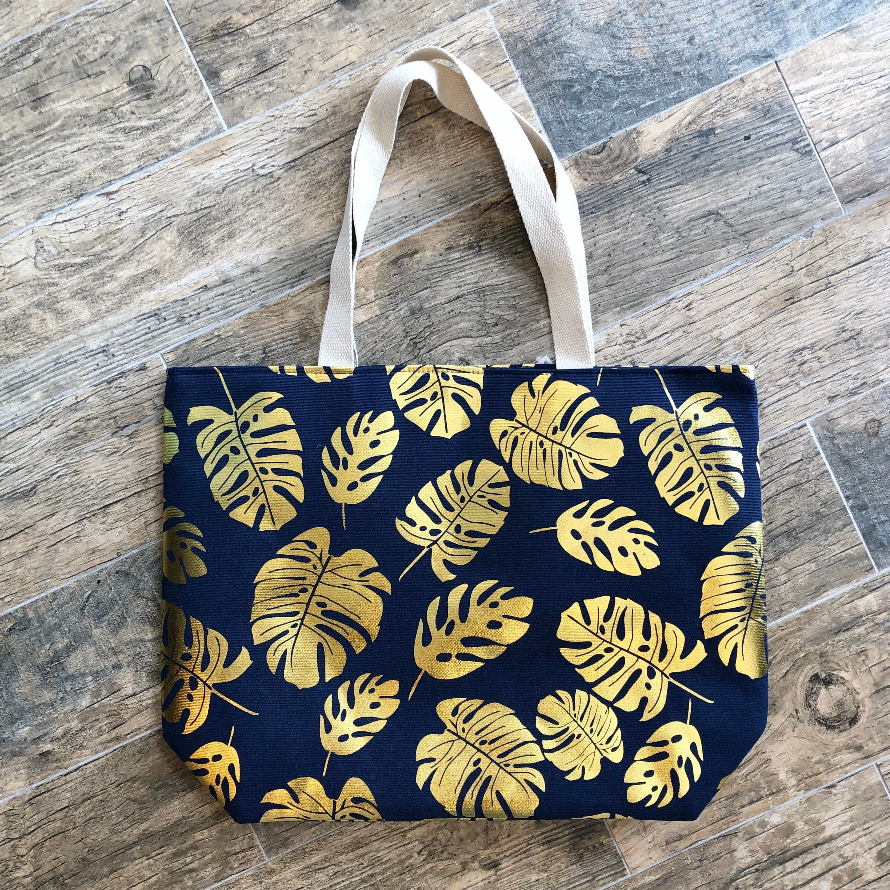 Foil Leaves Tote - 3 Colors
