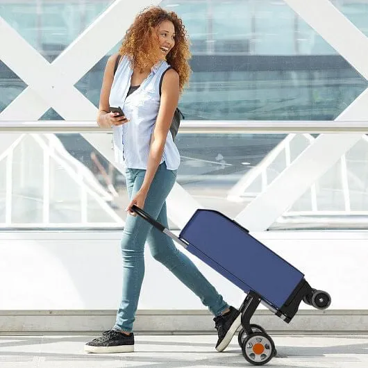 Folding Shopping Cart Utility Hand Truck with Rolling Swivel Wheels-Blue - Color