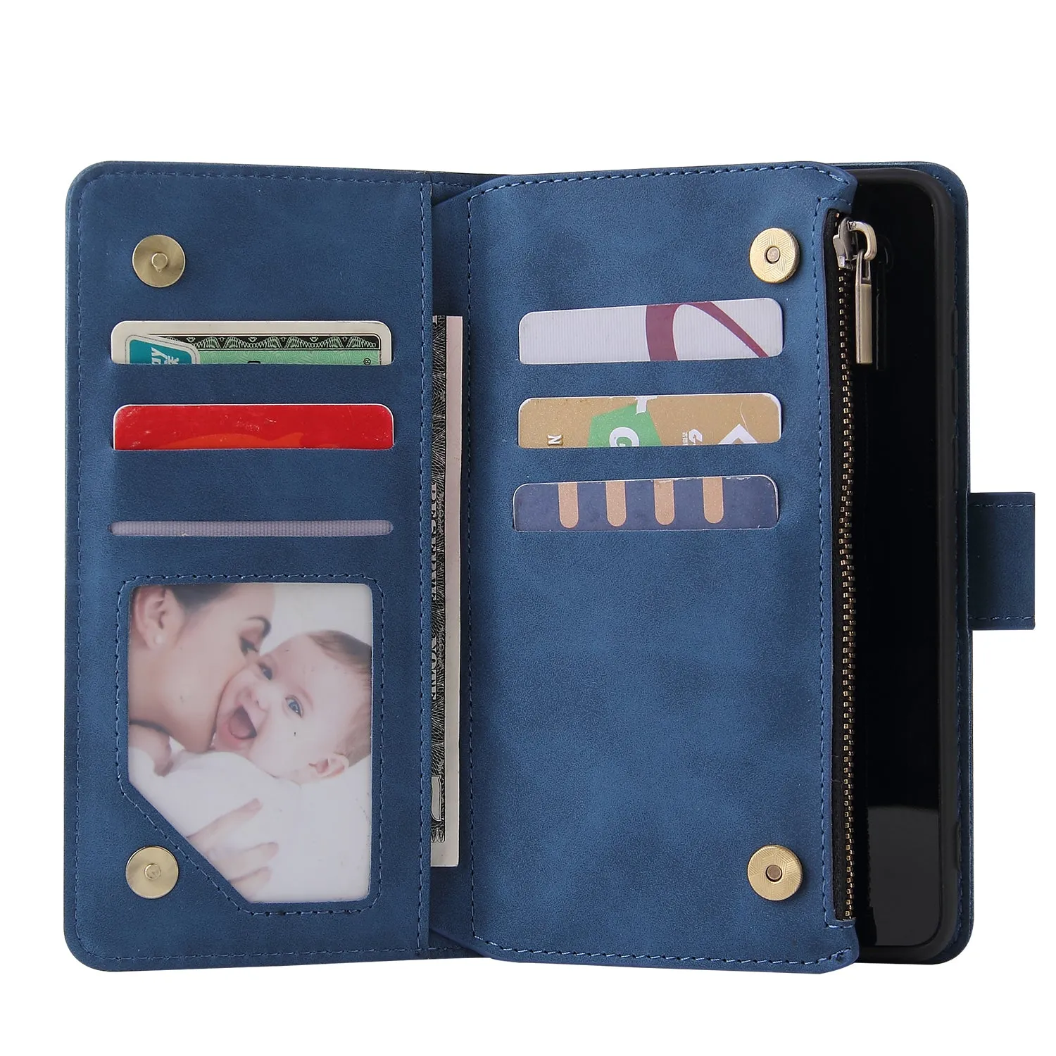 For HUAWEI P40 Case Smartphone Shell Wallet Design Zipper Closure Overall Protection Cellphone Cover  2 blue