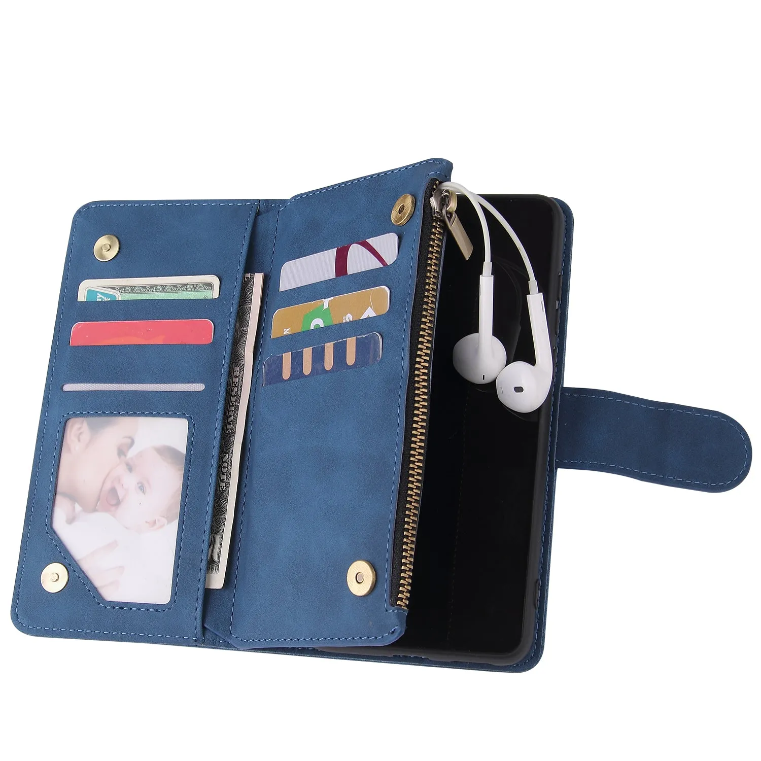For HUAWEI P40 Case Smartphone Shell Wallet Design Zipper Closure Overall Protection Cellphone Cover  2 blue