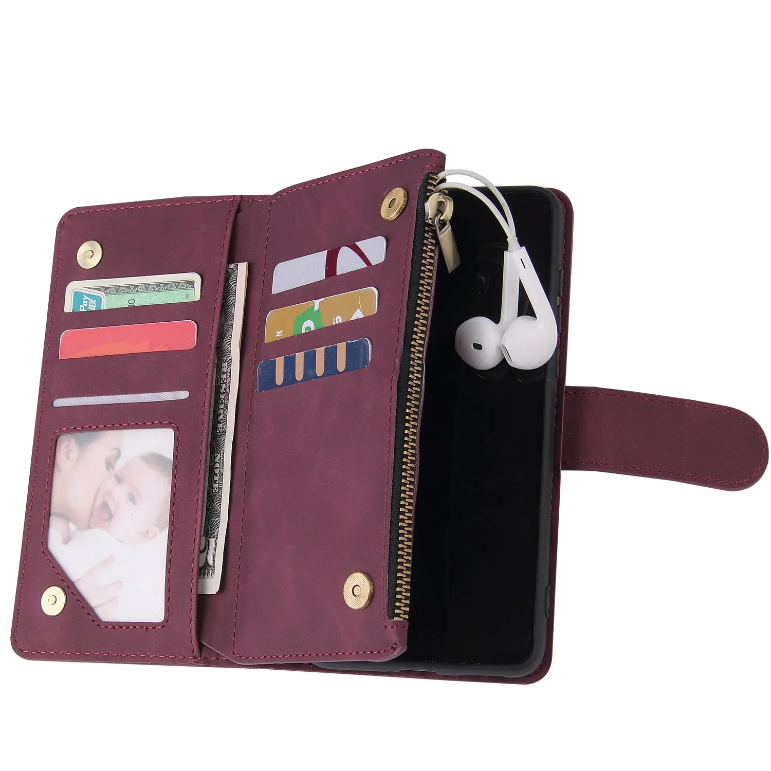 For HUAWEI P40 Case Smartphone Shell Wallet Design Zipper Closure Overall Protection Cellphone Cover  3 brown