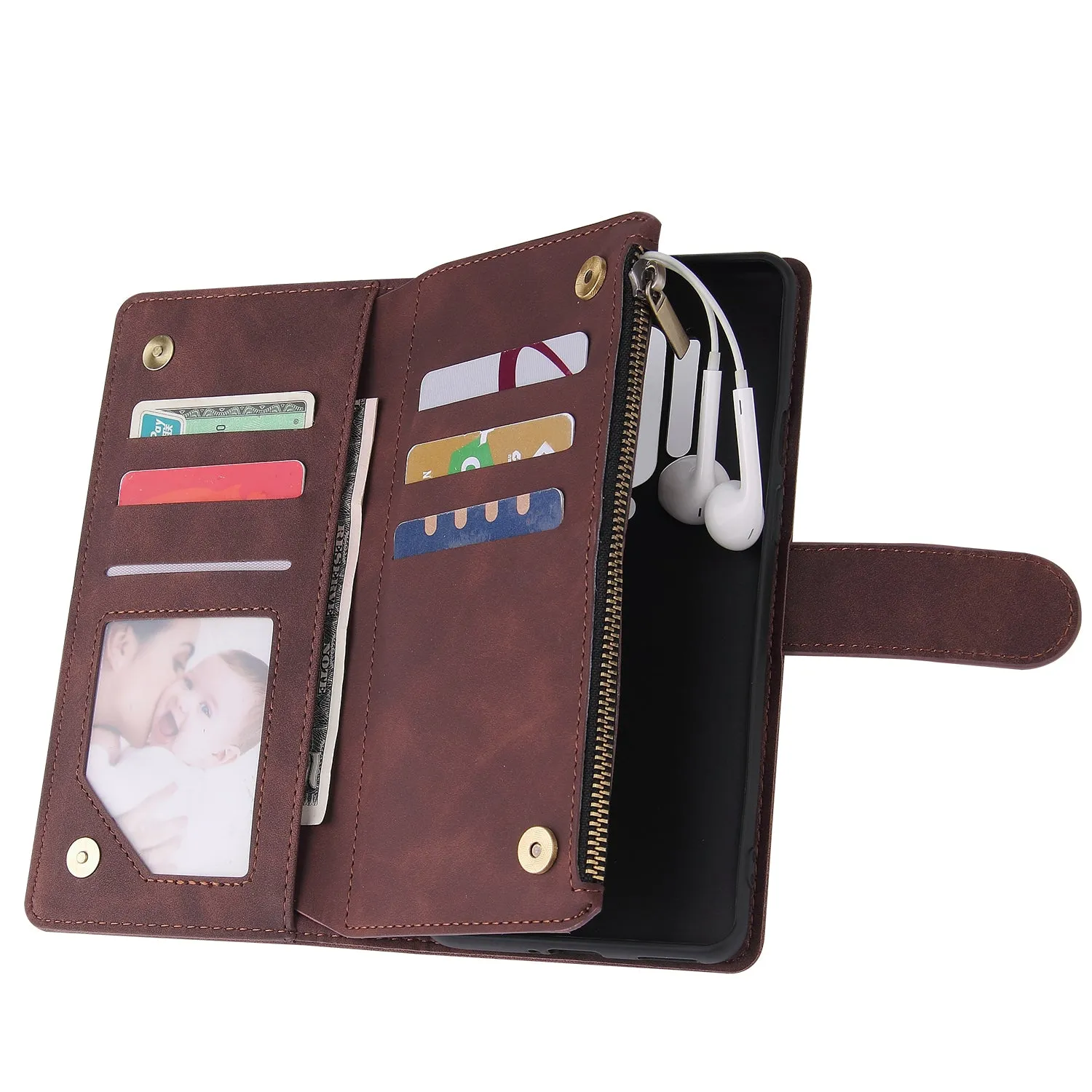 For One plus 8 pro Mobile Phone Case Smartphone Shell Wallet Design Zipper Closure Overall Protection Cellphone Cover  2 blue