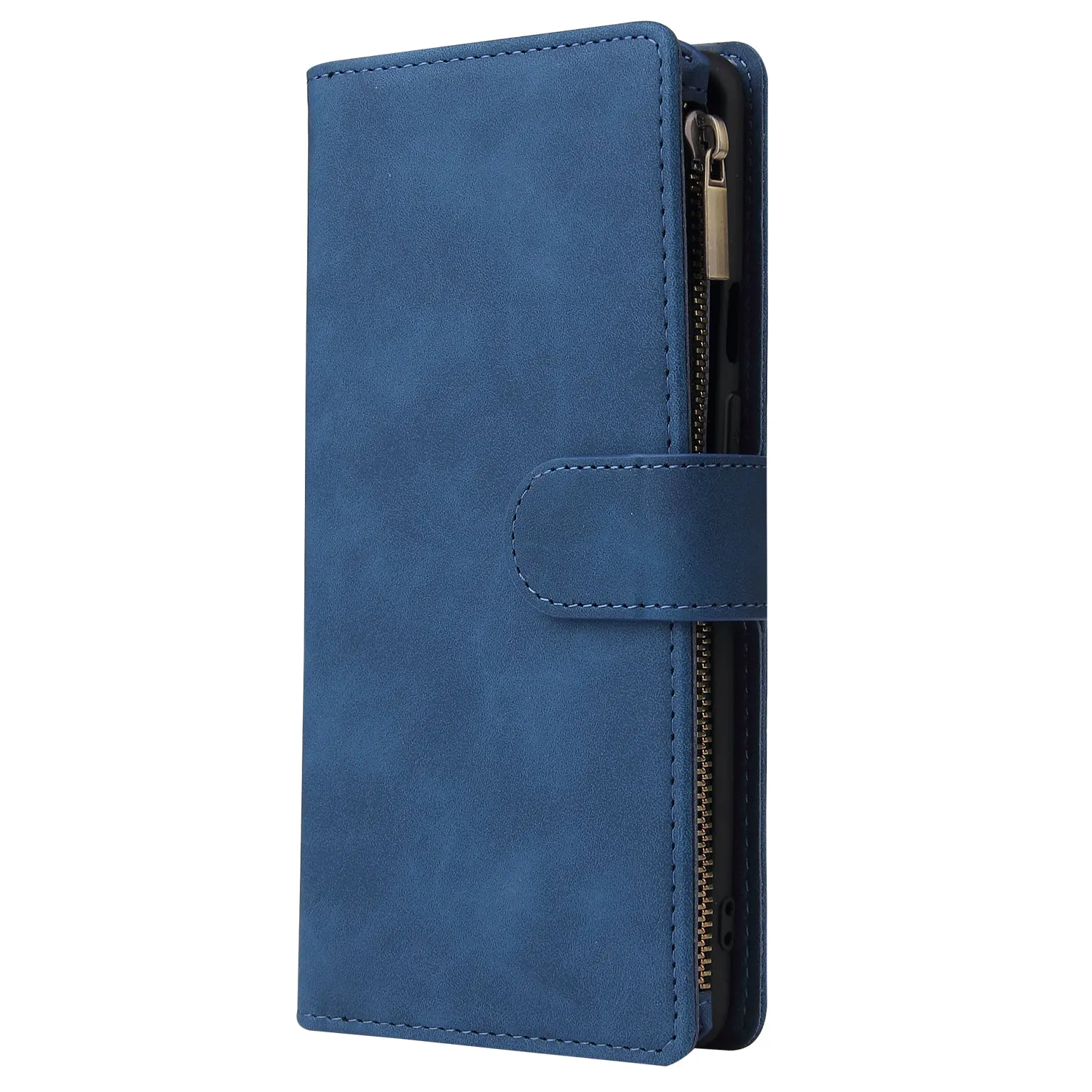 For One plus 8 pro Mobile Phone Case Smartphone Shell Wallet Design Zipper Closure Overall Protection Cellphone Cover  2 blue