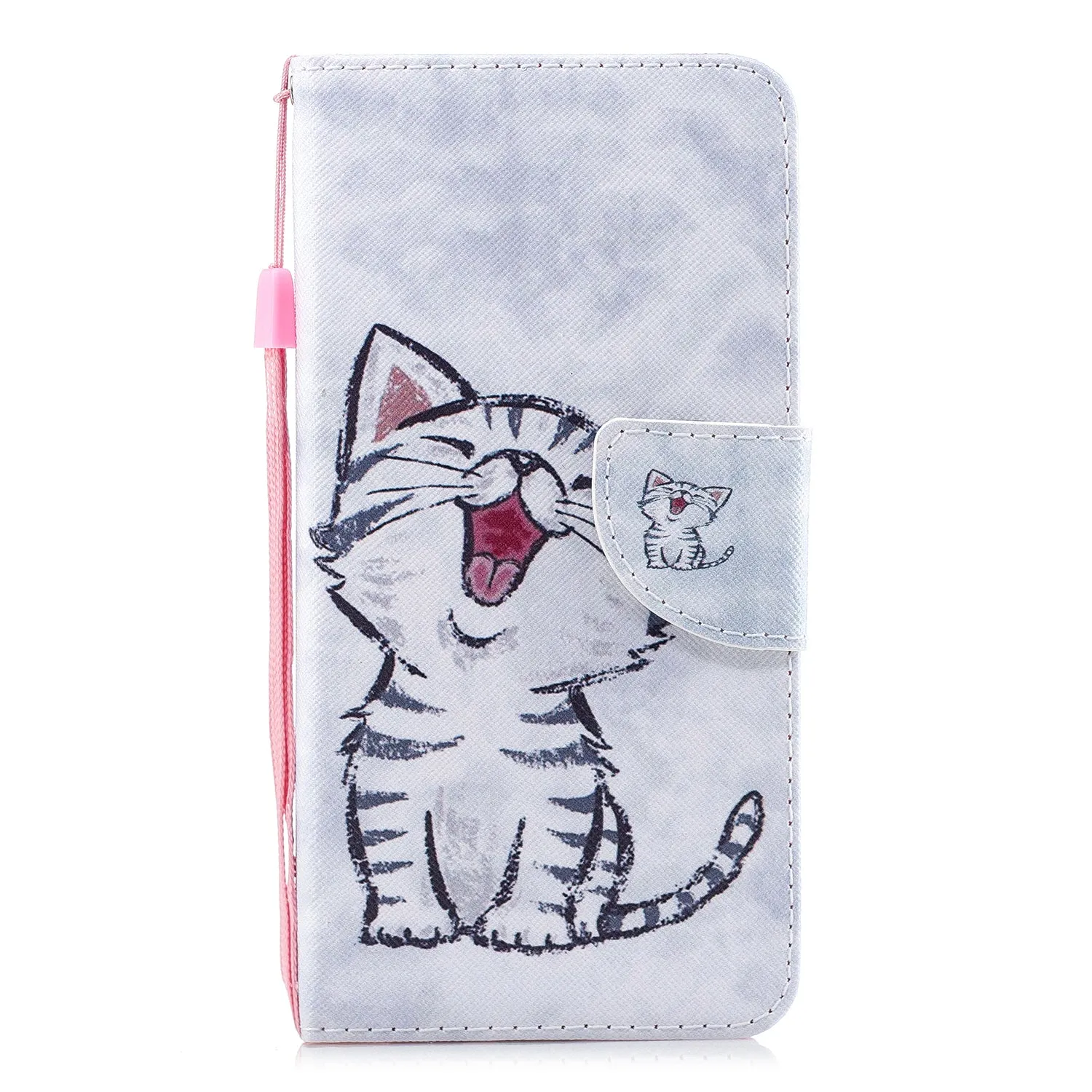 For Redmi Note 8/8 Pro Cellphone Cover Stand Function Wallet Design PU Leather Smartphone Shell Elegant Pattern Printed  Red lip cat