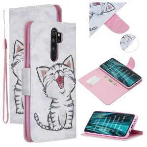 For Redmi Note 8/8 Pro Cellphone Cover Stand Function Wallet Design PU Leather Smartphone Shell Elegant Pattern Printed  Red lip cat