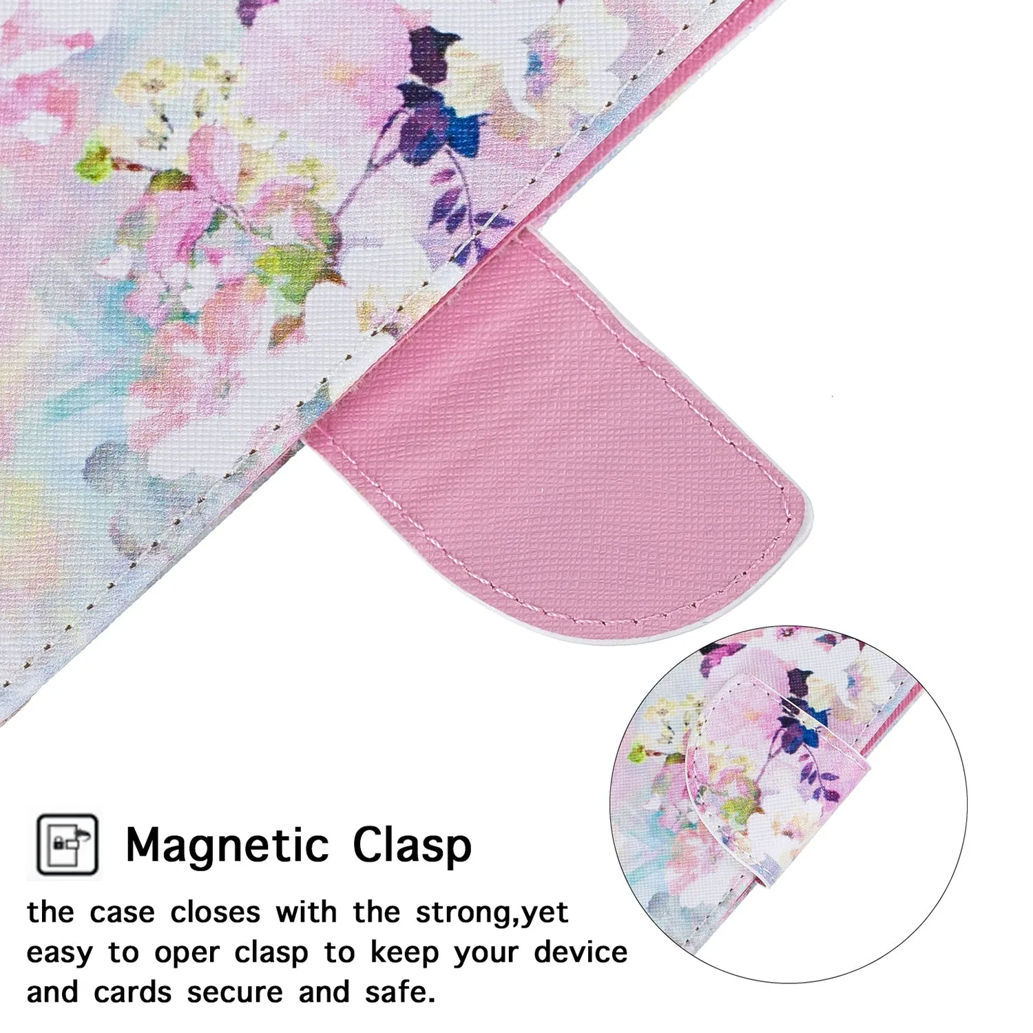 For Redmi Note 8/8 Pro Cellphone Cover Stand Function Wallet Design PU Leather Smartphone Shell Elegant Pattern Printed  Watercolor flower