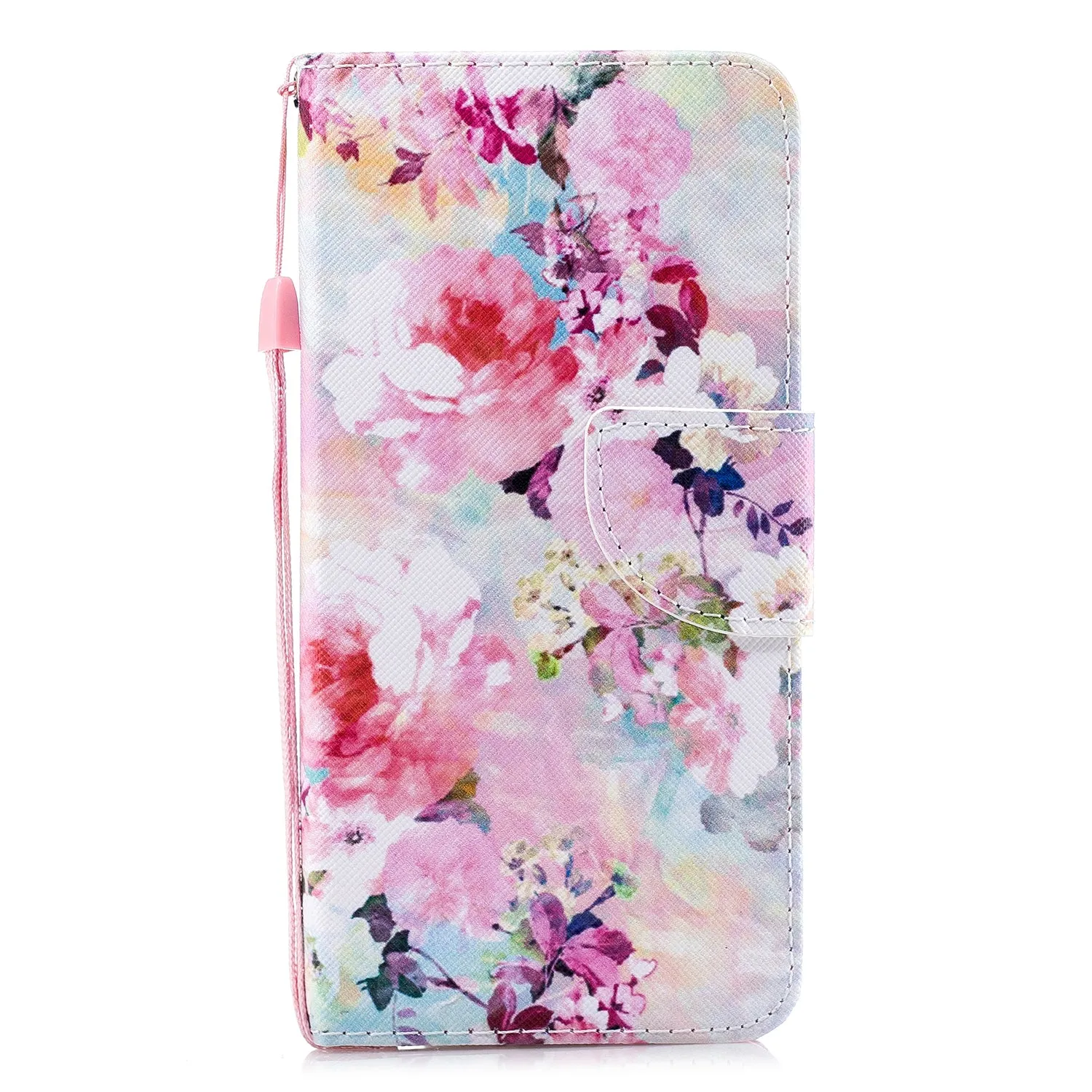 For Redmi Note 8/8 Pro Cellphone Cover Stand Function Wallet Design PU Leather Smartphone Shell Elegant Pattern Printed  Watercolor flower