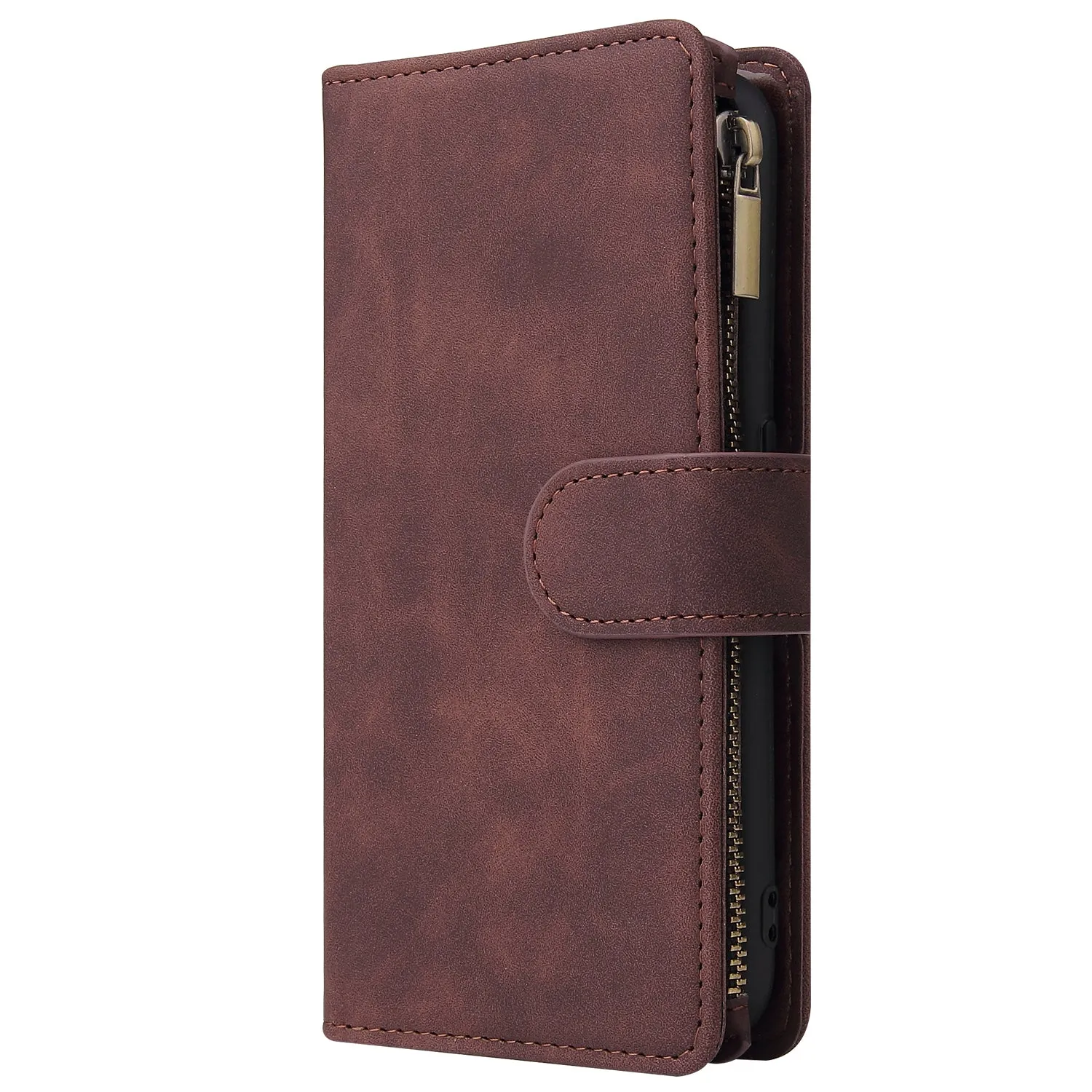 For Samsung A01 Case Smartphone Shell Wallet Design Zipper Closure Overall Protection Cellphone Cover  5 wine red