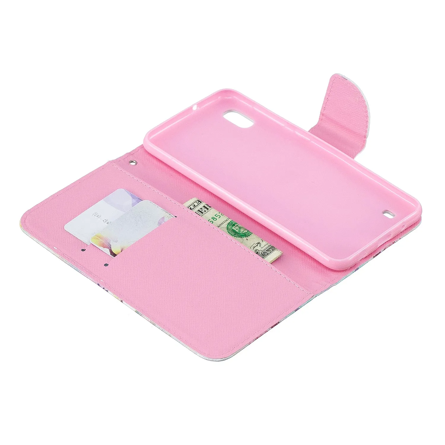 For Samsung A10/A20/A30 Smartphone Case PU Leather Wallet Design Cellphone Cover with Card Holder Stand Available Watercolor flower