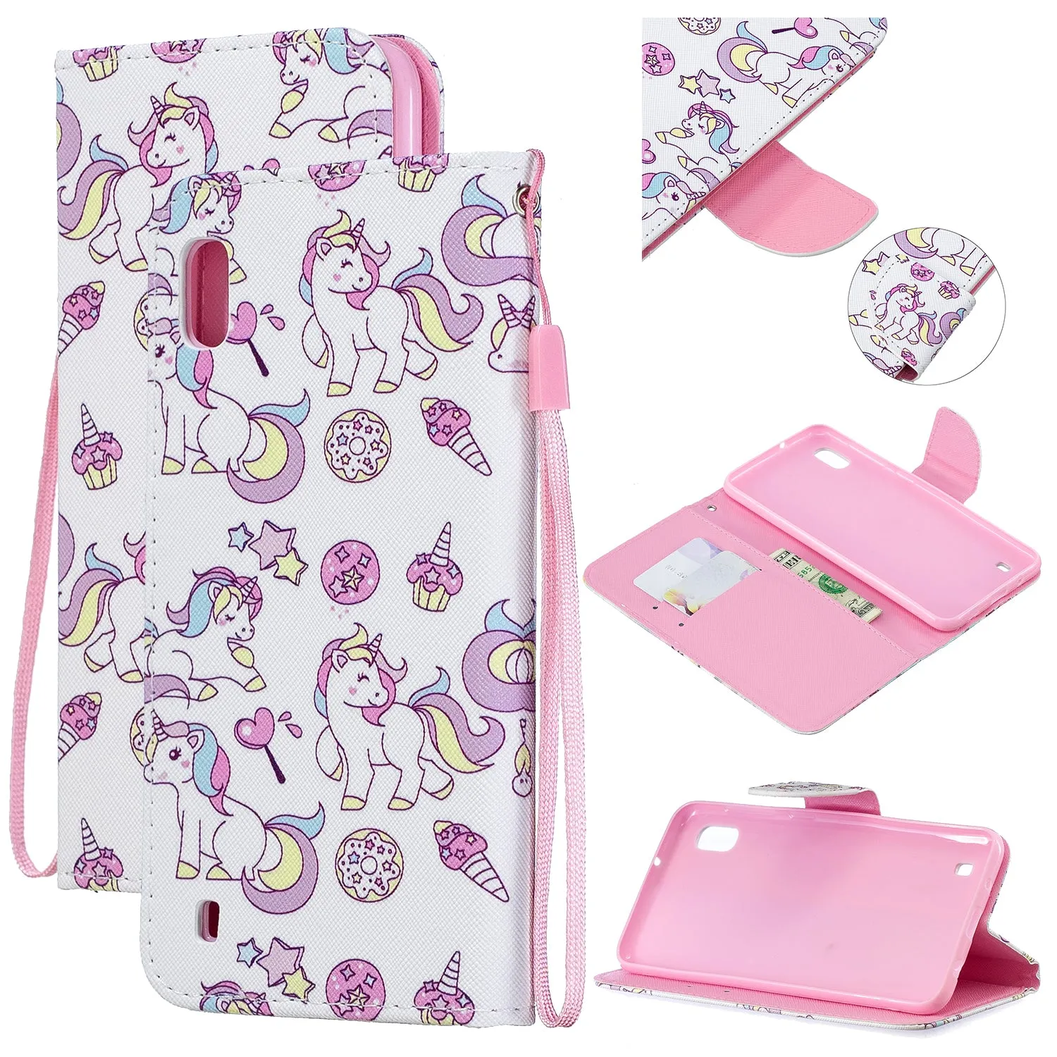 For Samsung A10/A20/A30 Smartphone Case PU Leather Wallet Design Cellphone Cover with Card Holder Stand Available Watercolor flower
