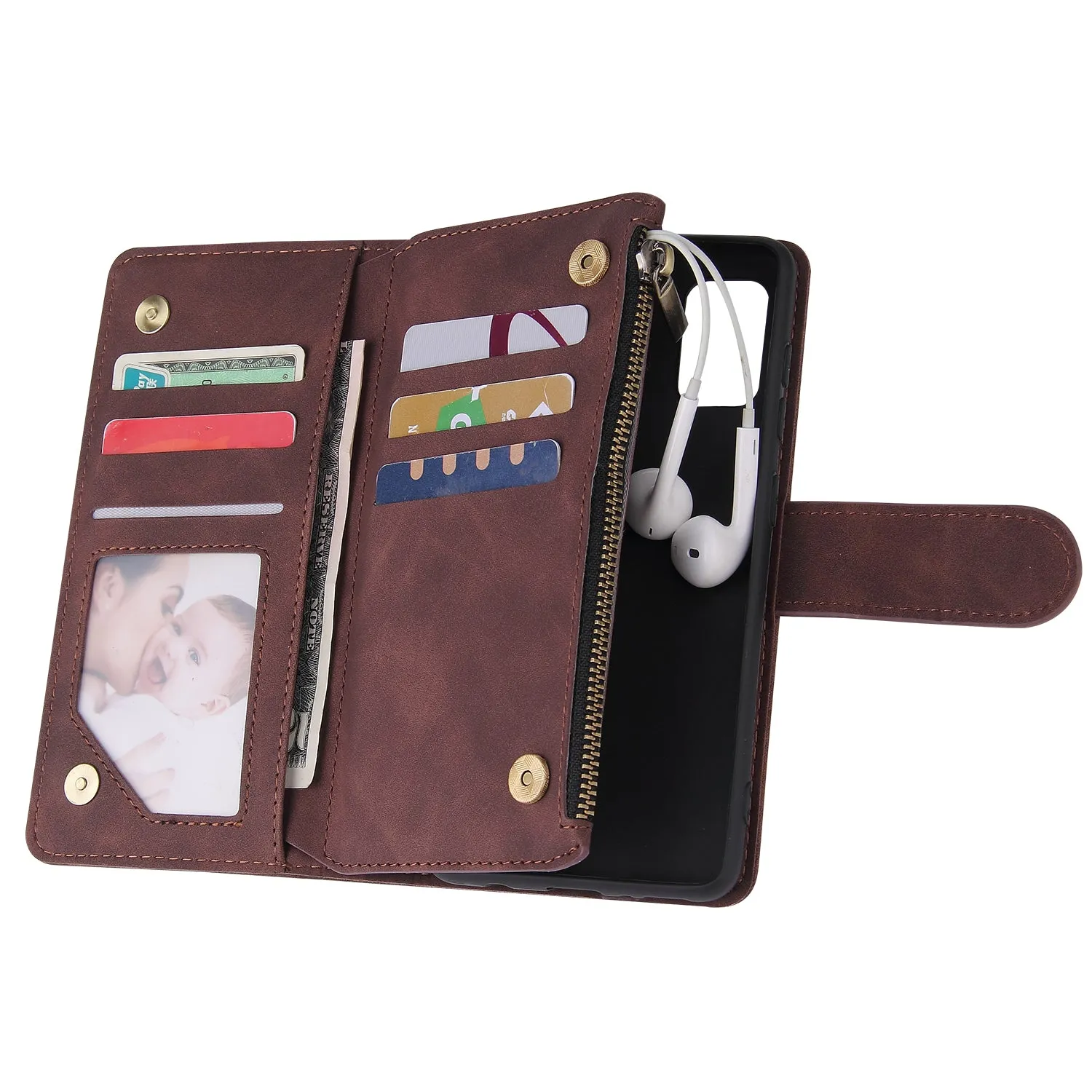 For Samsung A41 Mobile Phone Case Wallet Design Zipper Closure Overall Protection Cellphone Cover  2 blue