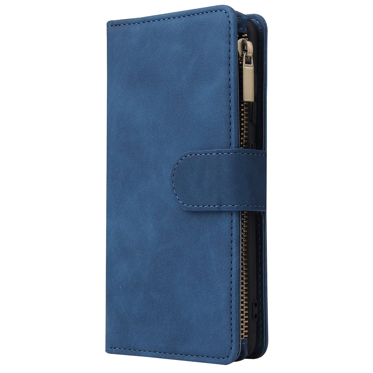 For Samsung A41 Mobile Phone Case Wallet Design Zipper Closure Overall Protection Cellphone Cover  2 blue