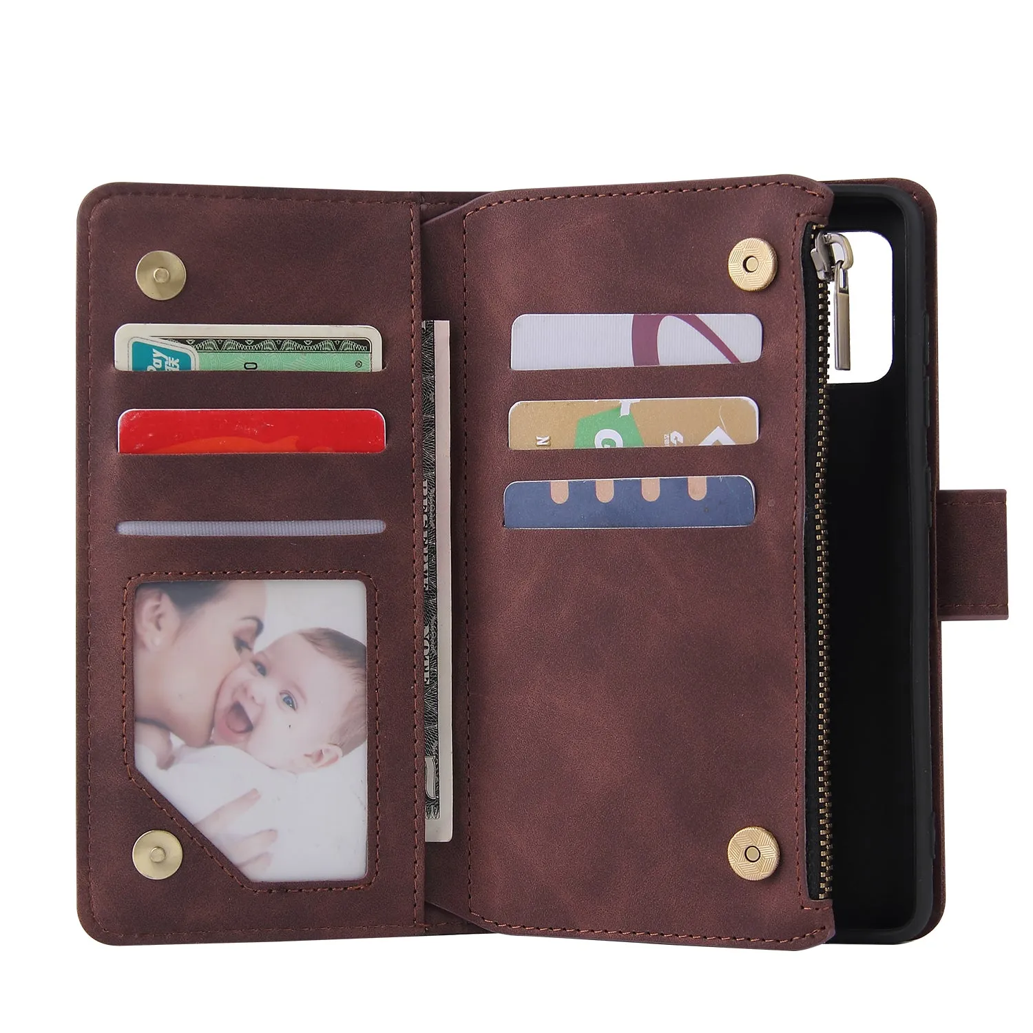 For Samsung A41 Mobile Phone Case Wallet Design Zipper Closure Overall Protection Cellphone Cover  2 blue
