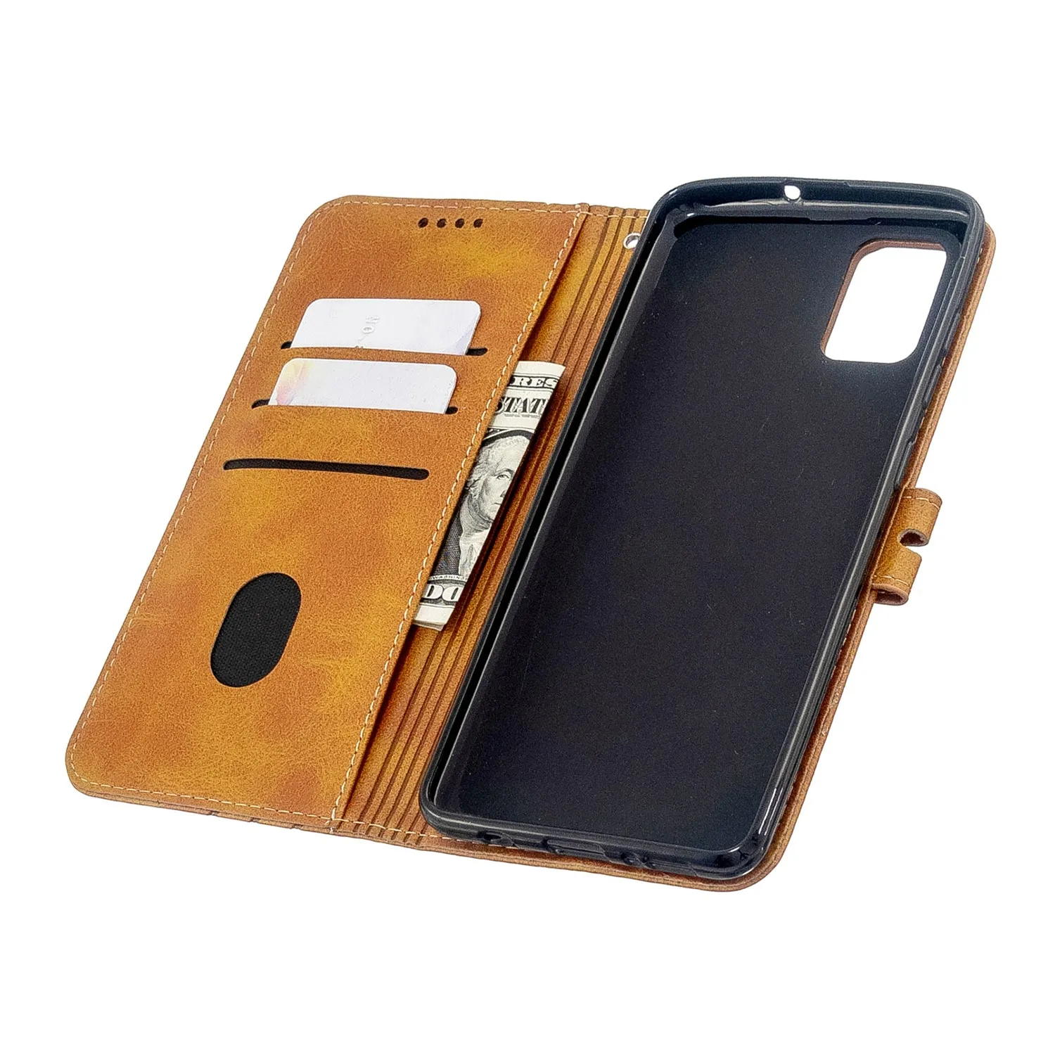 For Samsung A51/A71/M30S Case Soft Leather Cover with Denim Texture Precise Cutouts Wallet Design Buckle Closure Smartphone Shell  yellow